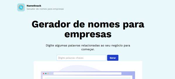 Exemplo de gerador de nome de empresa