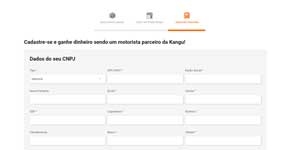 Imagem ilustrativa da página de cadastro para ser um motorista da Kangu